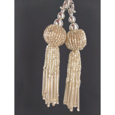 Silver Bead Tassels Latkan, Indian Latkans, Silver Beaded Danglers